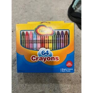 iMagine 64 Count Crayons with Built-in Sharpener Non-Toxic Bright Colors 2 Pack